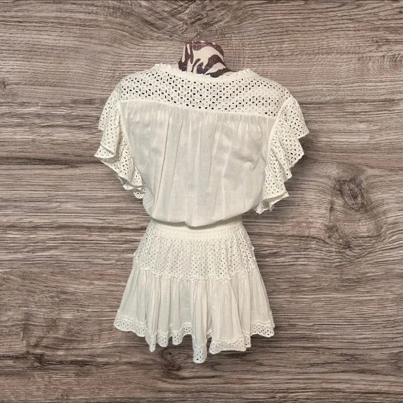 Misa Los Angeles Sarika Mini Dress White Flutter Sleeve Size Small - Picture 2 of 5